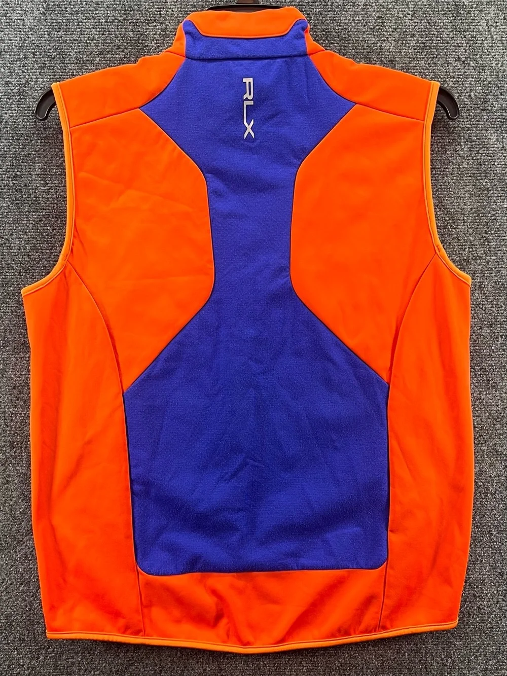 RLX Ralph Lauren Vest Mens Medium Orange/Blue Fleece Full Zip Performance Golf